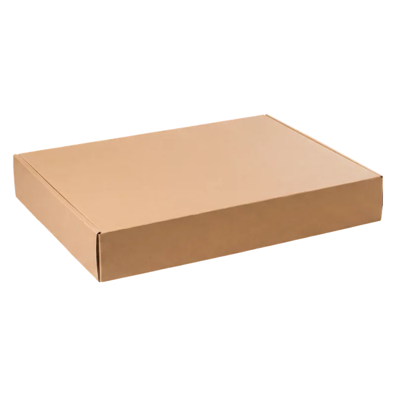 A shallow kraft letterbox-sized mailing box made to fit through a standard letterbox