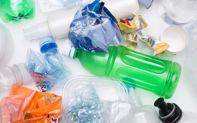 Used plastic bottles, film and trays sorted for recycling, the packaging the tax applies to