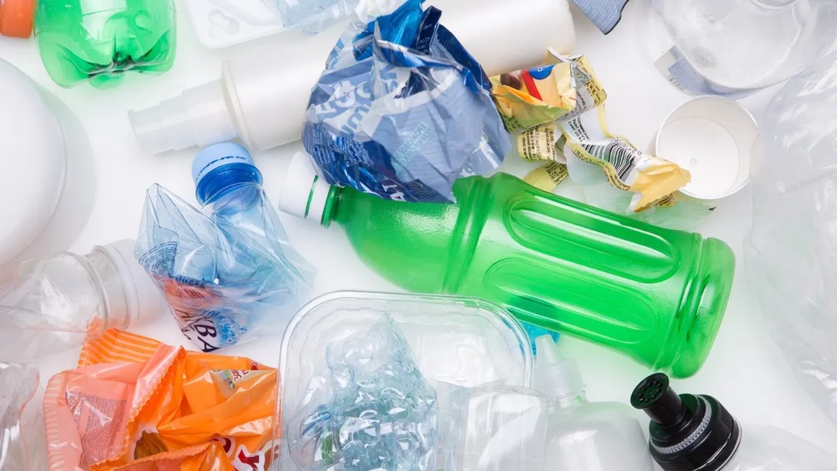 Used plastic bottles, film and trays sorted for recycling, the packaging the tax applies to
